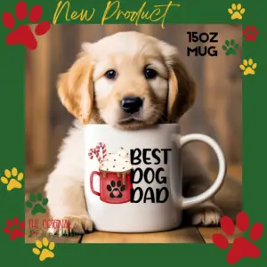 Best Dog Dad Christmas Mug – 15oz Ceramic Holiday Mug for Dog Lovers