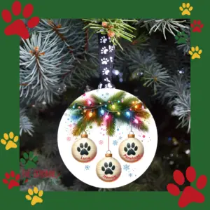 🐾 Custom Dog Ornament – Personalized Holiday Keepsake Paw Ornament